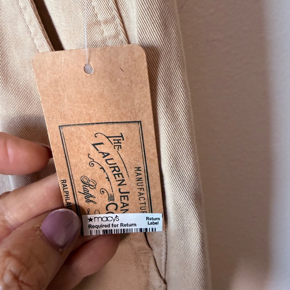 VTG Ralph Lauren Khaki Wide Leg Chino Pants Tan 100% Cotton Size 16 NWT Wide Leg - Picture 2 of 11
